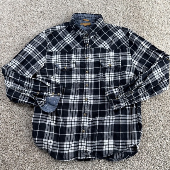 JACHS Girlfriend Tops - JACHS GIRLFRIEND Shirt Womens Large Black Plaid Flannel Long Sleeve Button Up